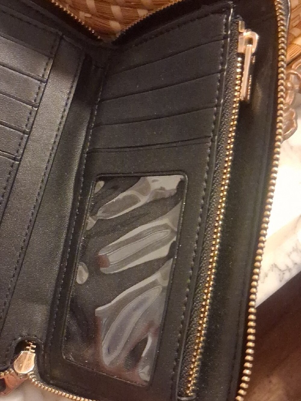 Coach Black Pebbled Leather Zip Wallet with Gold Logo Accent - Picture 11 of 12